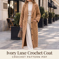 Crochet Coat Pattern PDF, Long Textured Crochet Coat with Collar, Pockets and Buttons, Sizes S to 2XL, Worsted Weight