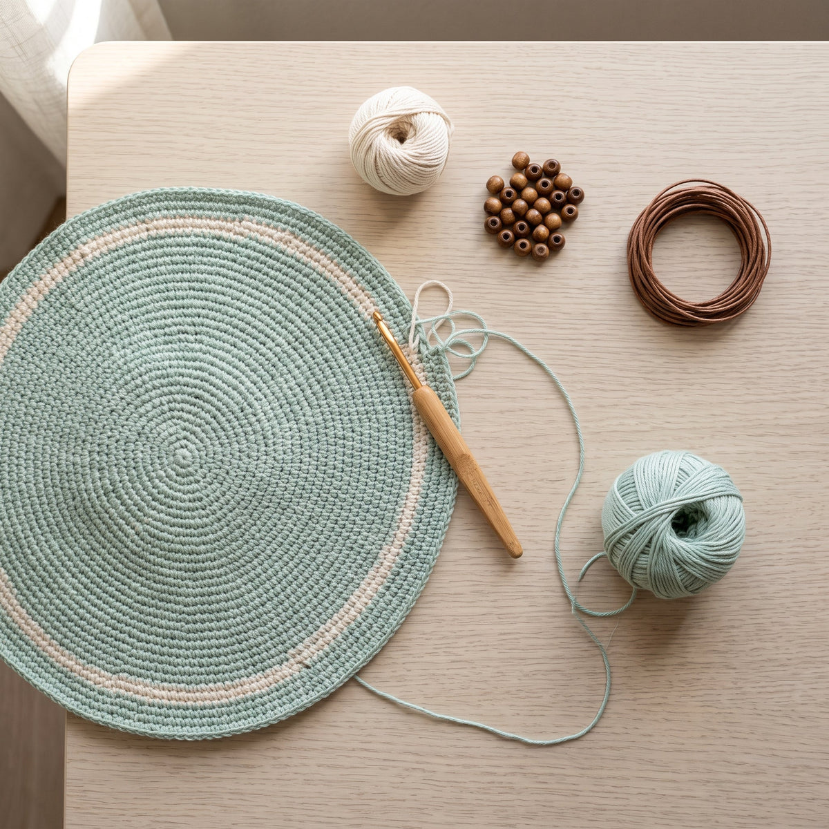 Crochet Sun Hat Pattern PDF, Wide Brim Beach Hat with Lattice Band, Floppy Summer Hat Crochet Pattern, Mint and Cream