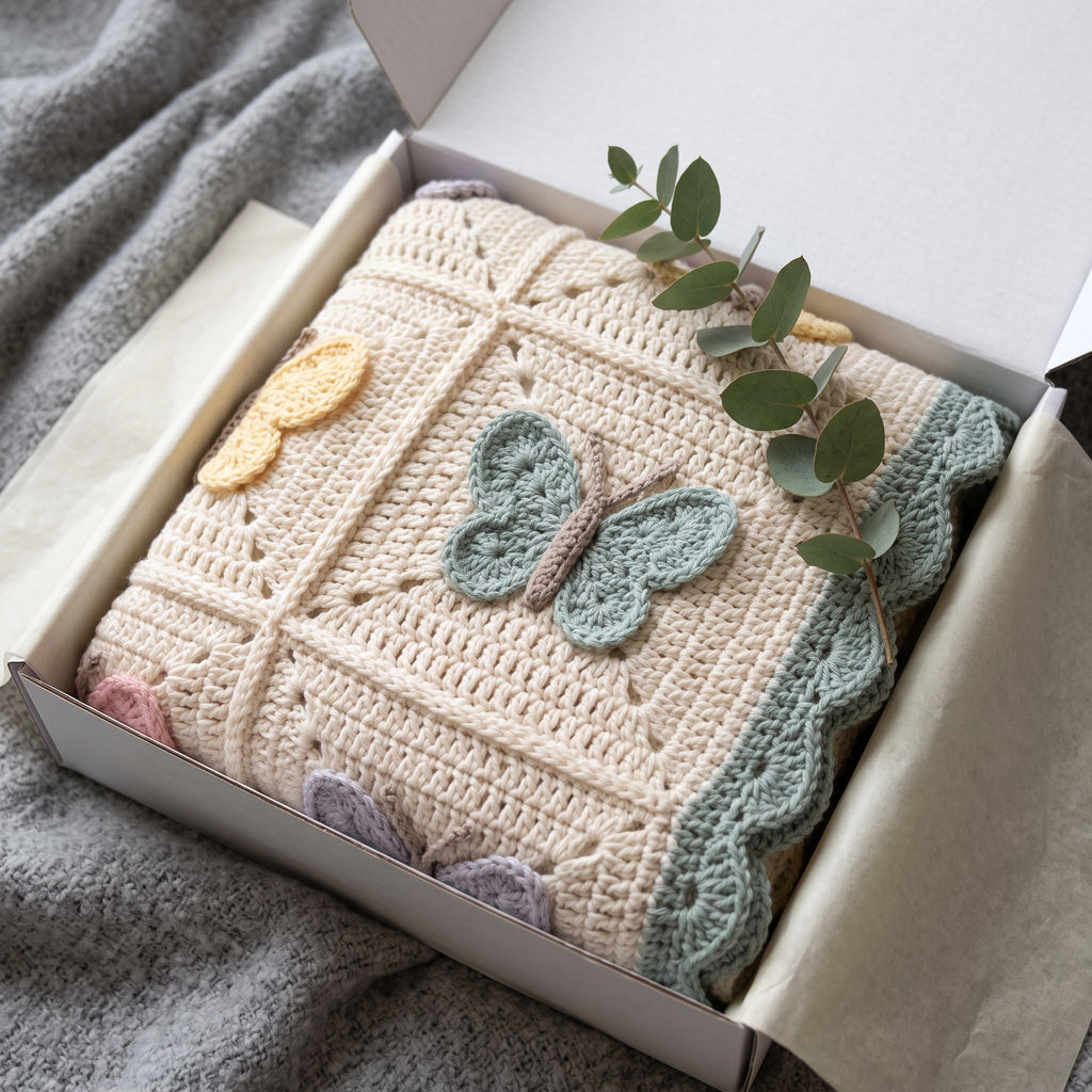 Butterfly Baby Blanket Crochet Pattern PDF, 3D Granny Square Afghan, Pastel Nursery Gift, Intermediate Digital Download