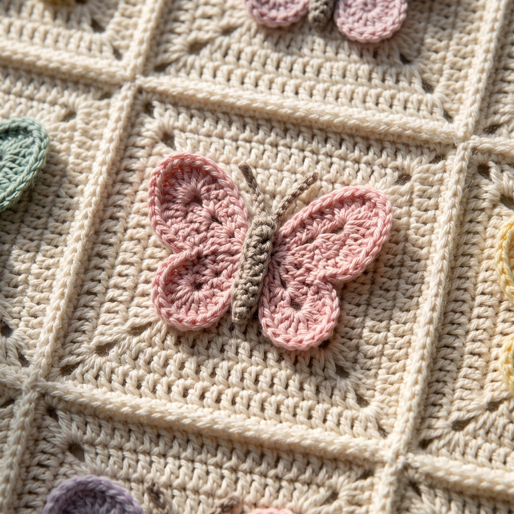 Butterfly Baby Blanket Crochet Pattern PDF, 3D Granny Square Afghan, Pastel Nursery Gift, Intermediate Digital Download