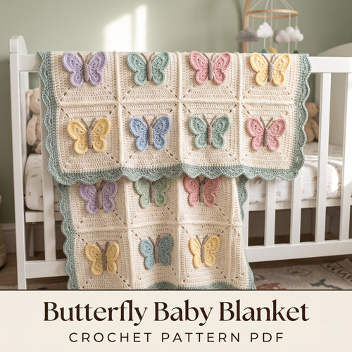 Butterfly Baby Blanket Crochet Pattern PDF, 3D Granny Square Afghan, Pastel Nursery Gift, Intermediate Digital Download