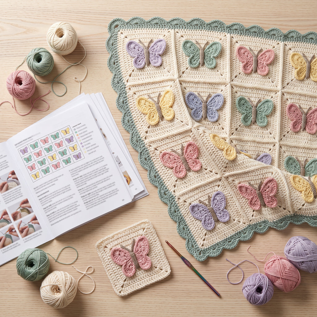 Butterfly Baby Blanket Crochet Pattern PDF, 3D Granny Square Afghan, Pastel Nursery Gift, Intermediate Digital Download