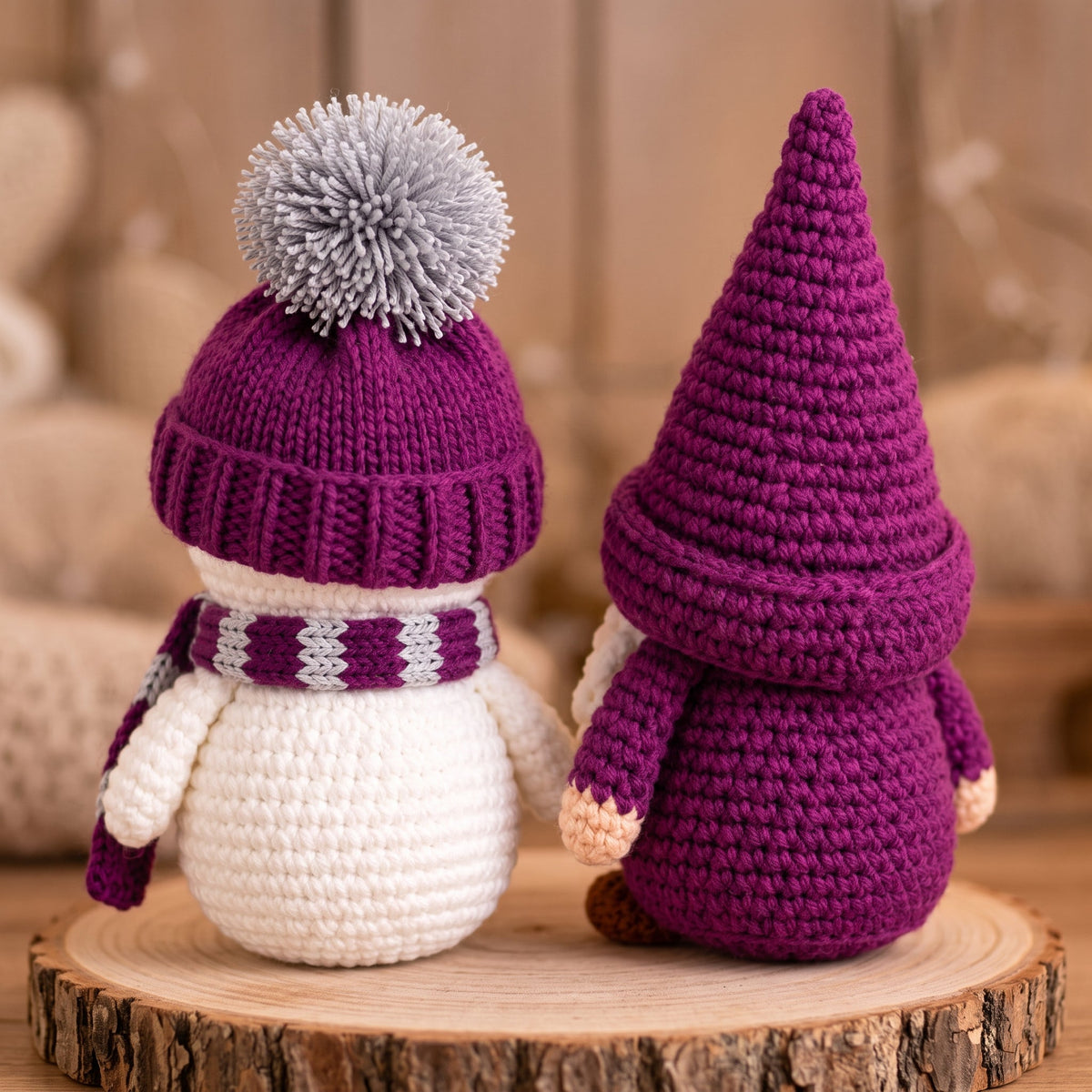 Snowman and Gnome Crochet Pattern Bundle PDF, Winter Amigurumi, Christmas Gnome with Loop Beard, Easy Holiday Decor