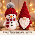 Snowman and Gnome Crochet Pattern Bundle PDF, Winter Amigurumi, Christmas Gnome with Loop Beard, Easy Holiday Decor